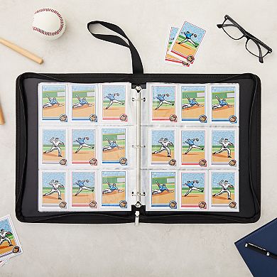 360 Card Pocket Binder with Zipper 9 Pocket Trading Card Folder Album Black/Gold