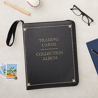 360 Card Pocket Binder with Zipper 9 Pocket Trading Card Folder Album Black/Gold