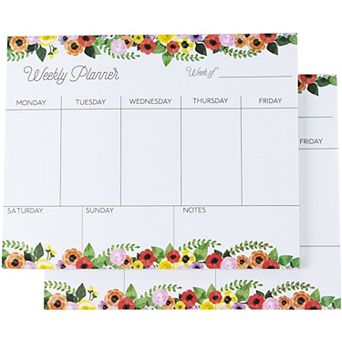 2 Pack 52 Sheets Weekly Planner To Do List Appointment Schedule, Floral Design