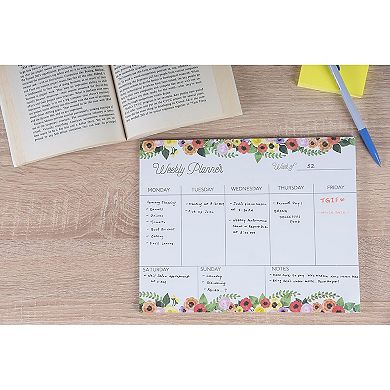 2 Pack 52 Sheets Weekly Planner To Do List Appointment Schedule, Floral Design