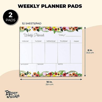 2 Pack 52 Sheets Weekly Planner To Do List Appointment Schedule, Floral Design