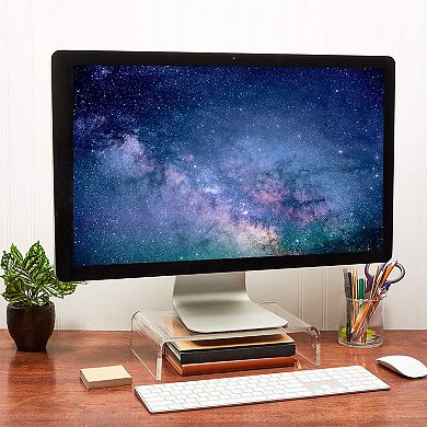 Acrylic Computer Monitor Stand, Clear Display Riser (12.1 x 8 x 3 in)