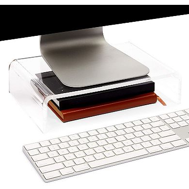 Acrylic Computer Monitor Stand, Clear Display Riser (12.1 x 8 x 3 in)