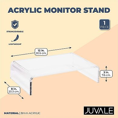 Acrylic Computer Monitor Stand, Clear Display Riser (12.1 x 8 x 3 in)