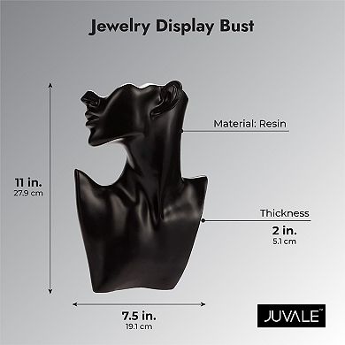 Boutique Jewelry Mannequin Display Stand, Black Figure (7.5 X 11 X 2 Inches)