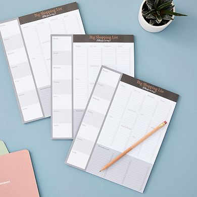 3 Pack Magnetic Grocery List Pad for Fridge, 52 Sheets Per Pad, 7.5 x 9.5 in