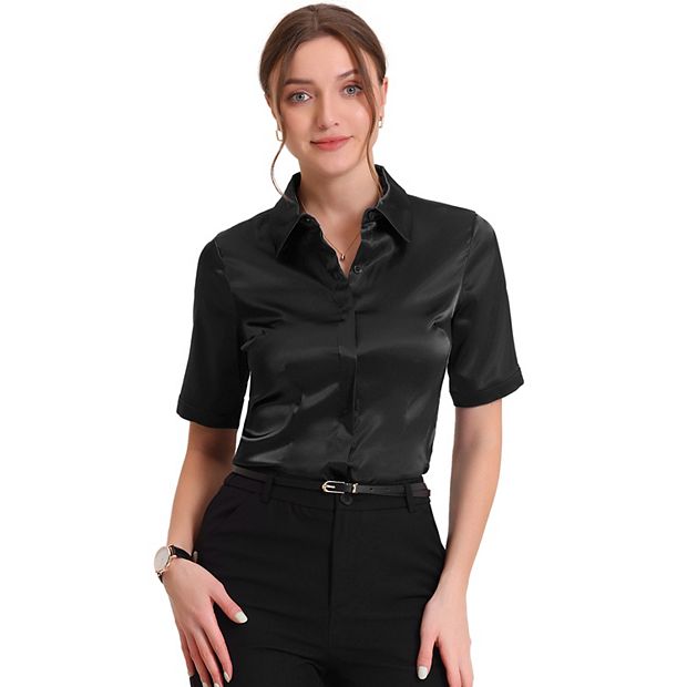 Women's Work Business Casual Summer Short Sleeve Satin