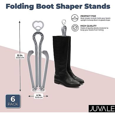 6 Pack Folding Boot Shaper Stands for Women's and Men's Boots Storage