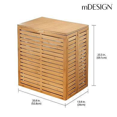 mDesign Bamboo Wood Foldable Laundry Basket Storage Organizer - Gray