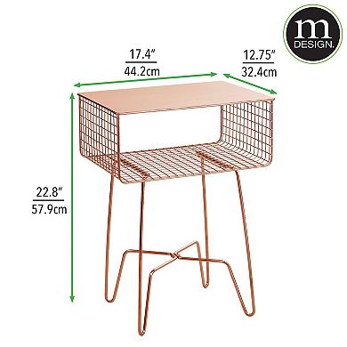 mDesign Modern Farmhouse Home Decor End Table, Metal Wire Storage Shelf