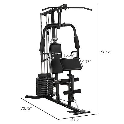 Soozier Home Gym Multifunction Workout Station with 100Lbs Weight Stack 200100Lbs Resistance for Full Body Strength