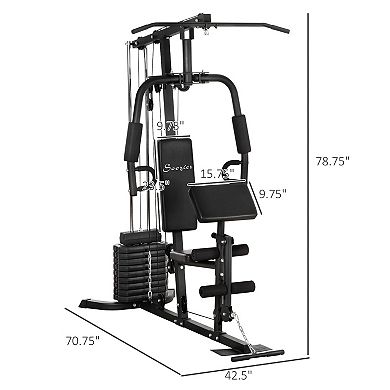 Soozier Home Gym, Multifunction Workout Station with 100Lbs Weight Stack, 200100Lbs Resistance for Full Body Strength Training Equipment