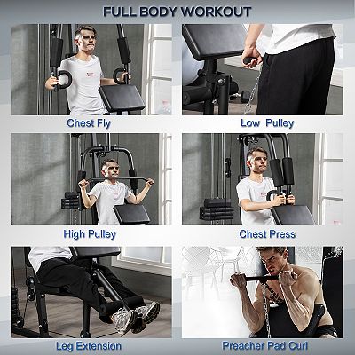 Soozier Home Gym Multifunction Workout Station with 100Lbs Weight Stack 200100Lbs Resistance for Full Body Strength