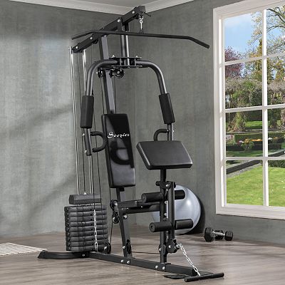 Soozier Home Gym Multifunction Workout Station with 100Lbs Weight Stack 200100Lbs Resistance for Full Body Strength