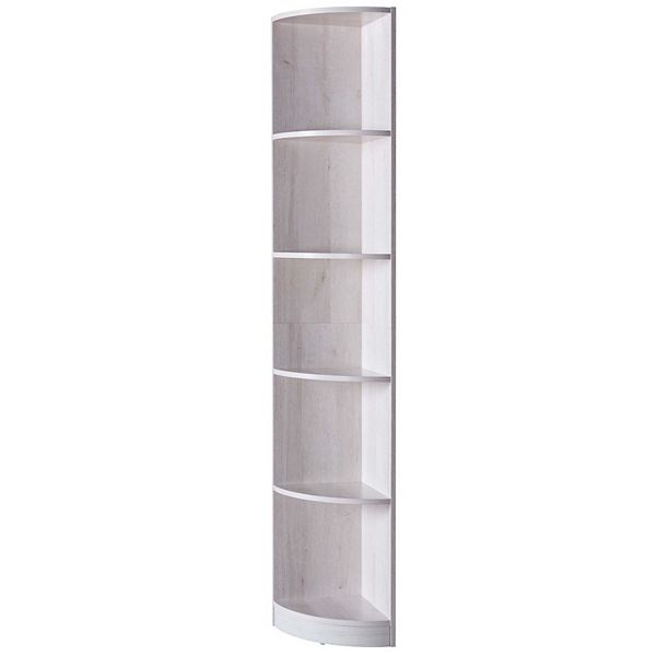 FC Design White Oak Corner Bookcase with 5 Shelves