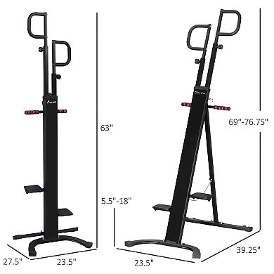 Folding Vertical Climber Height Adjustable With Lcd Monitor And Wheels