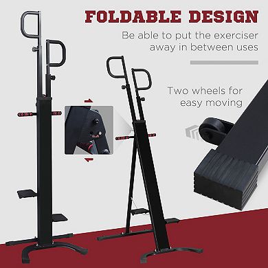 Folding Vertical Climber Height Adjustable With Lcd Monitor And Wheels