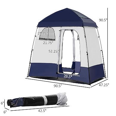 Two Room Pop Up Shower Tent W/ Shower Bag, Floor & Carrying Bag Privacy Shelter