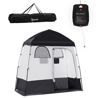 Two Room Pop Up Shower Tent W/ Shower Bag, Floor & Carrying Bag Privacy Shelter