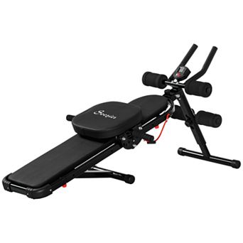 Soozier Foldable Ab Machine Abdominal Cruncher Sit Up Bench w/ Resistance Bands