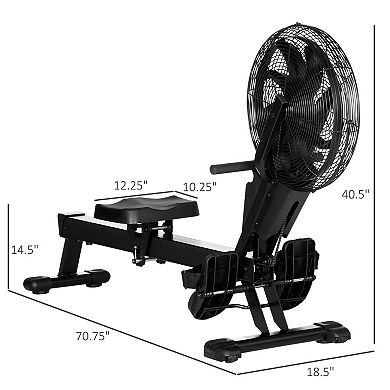 Soozier Air Rowing Machine, Foldable Rower with LCD Digital Monitor & Steel Frame for Home Gym Use