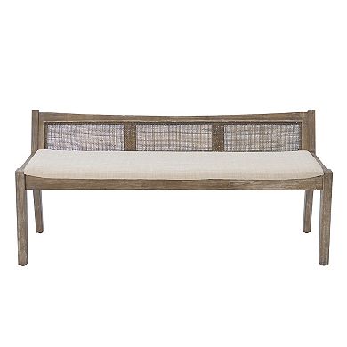 Linon Bauer Cane Inset Bench