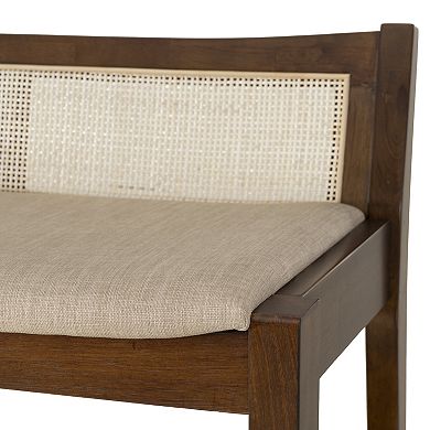 Linon Bauer Cane Inset Bench
