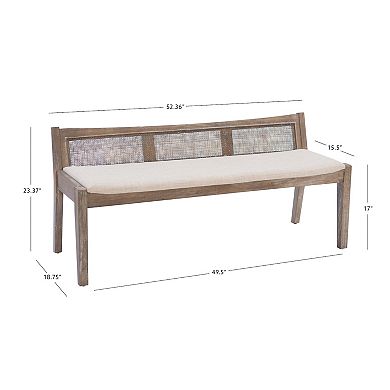 Linon Bauer Cane Inset Bench