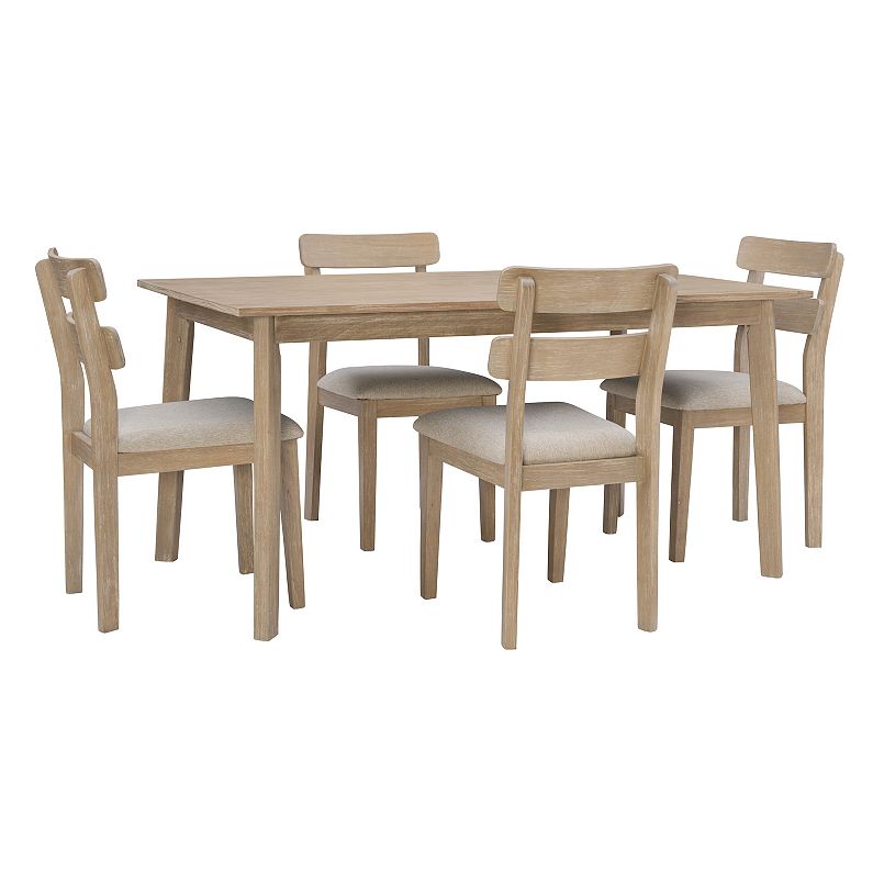Linon Drury 5-piece dining set with table and four upholstered chairs