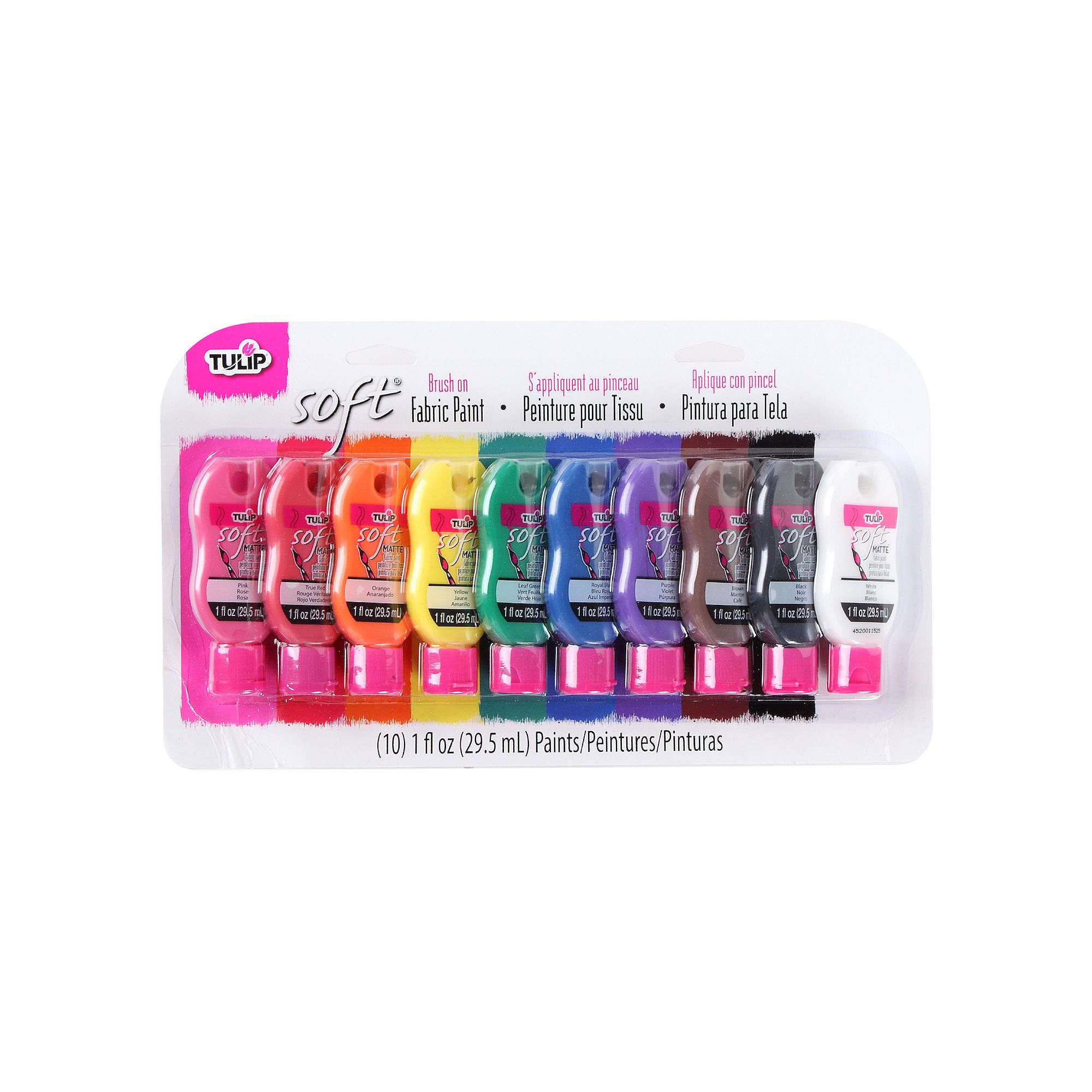 Tulip 10-Pack Brush-On Rainbow Fabric Paint, Multi