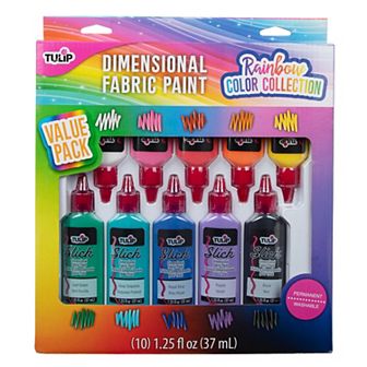 Tulip 10-Pack Dimensional Rainbow Color Fabric Paint Collection