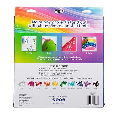 Tulip 10-Pack Dimensional Rainbow Color Fabric Paint Collection