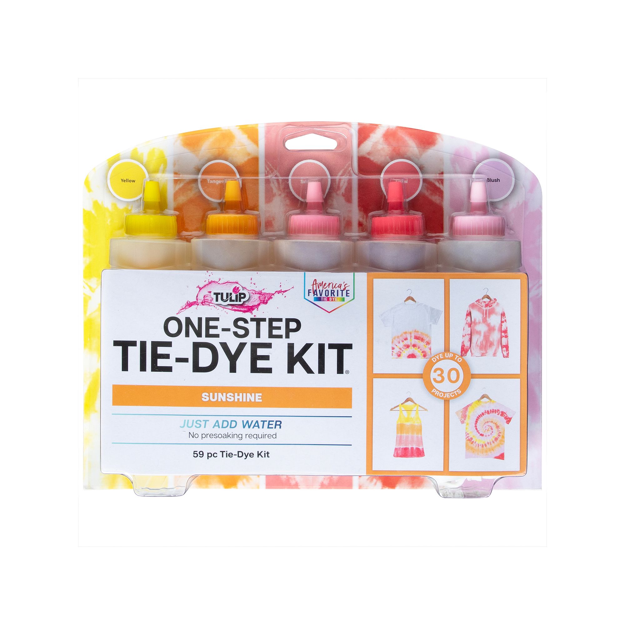 Tulip One-Step 59 Piece Sunshine 5 Color Tie Dye Kit, Multi