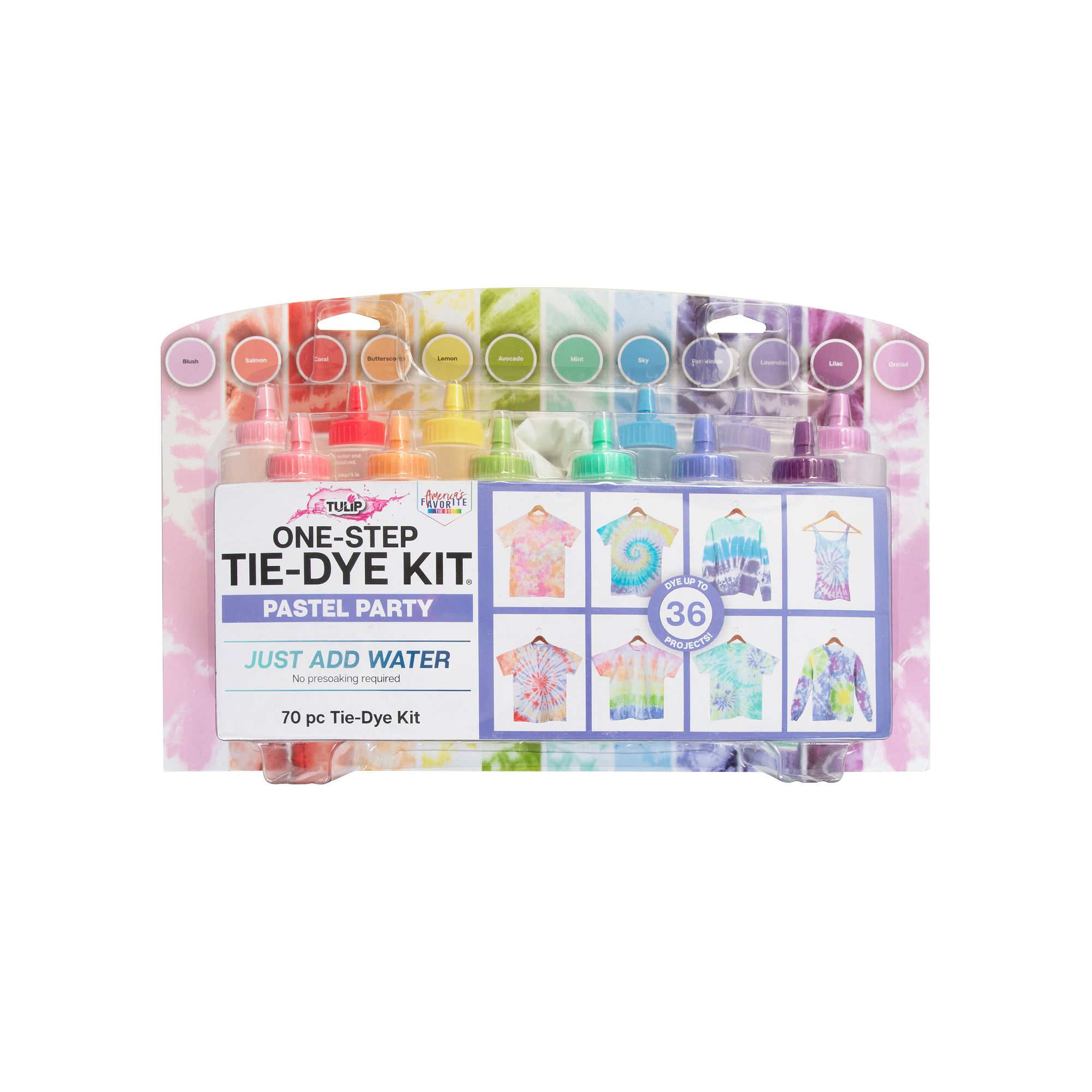 Tulip One-Step 70 Piece Pastel Party Tie-Dye Kit, Multi