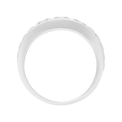 AXL Men's Sterling Silver and 18k Yellow-Gold Plated Sterling Silver 1 1/2 Carat T.W. Lab-Created Sapphire Band