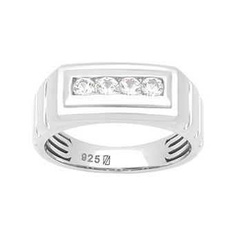 AXL Men's Sterling Silver 5/8 Carat T.W. Lab-Created White Sapphire Band
