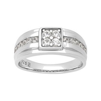 AXL Men's Sterling Silver 1 1/8 Carat T.W. Lab-Created White Sapphire Band
