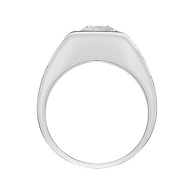 AXL Sterling Silver Lab Created White Sapphire Men's Wedding Band