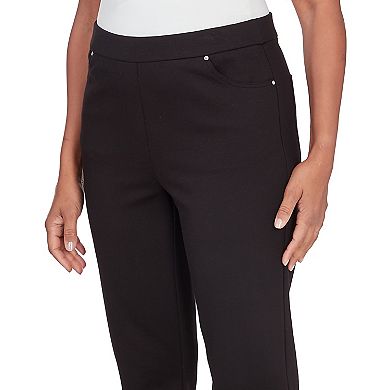 Alfred Dunner Petite Denim Comfort Waistband  Mid Rise Regular Fit Straight Leg Pant Short Length