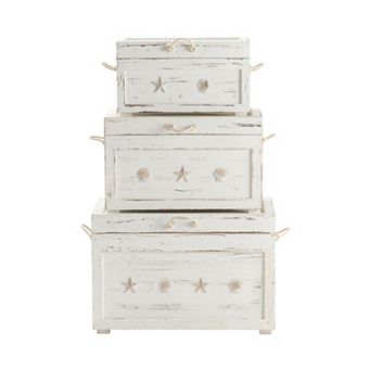 Seaside Distressed Trunk Floor Decor 3 pc Set