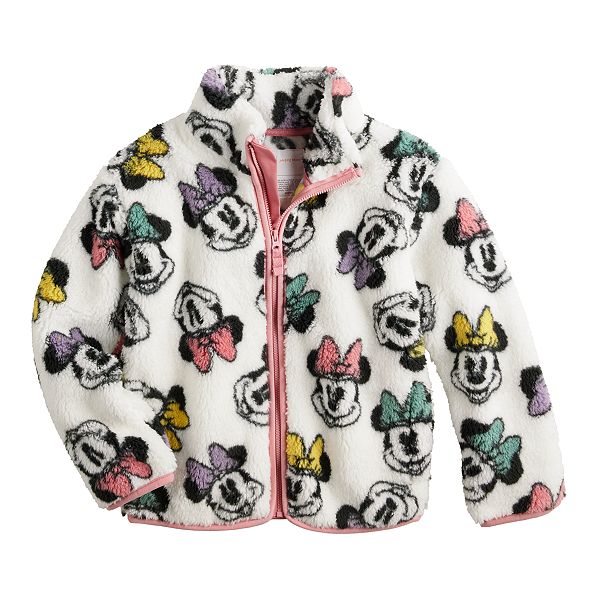 Toddler Minnie Mouse Girls Coat Patterned Puffer Jacket Light Pink