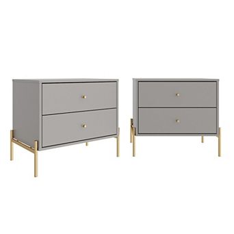 MANHATTAN COMFORT Jasper 2-Drawer Nightstand Set