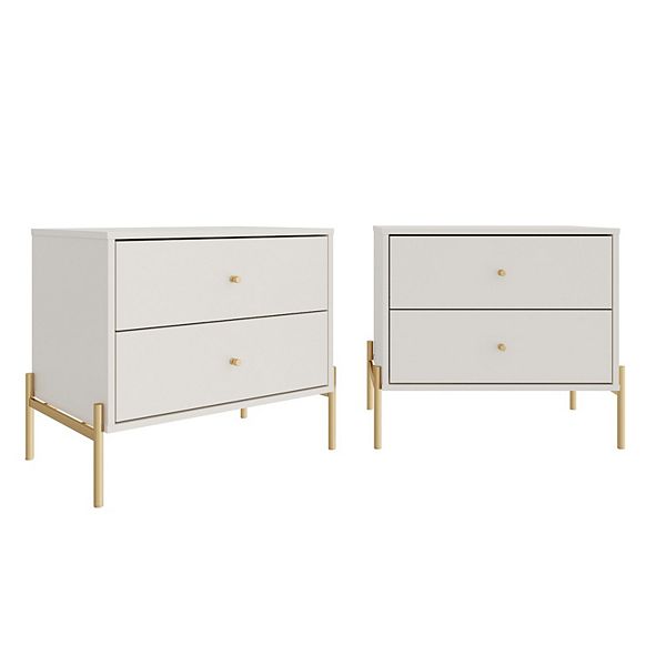 Set of 2 Jasper Drawer Nightstands Off White - Manhattan Comfort