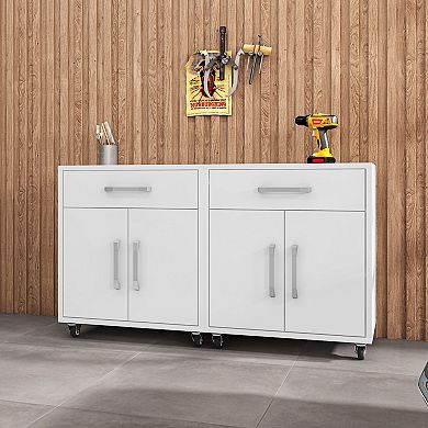 MANHATTAN COMFORT 2-Piece Eiffel Mobile Garage Cabinet