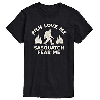 Big & Tall Sasquatch Fear Me Fish Love Me Graphic Tee
