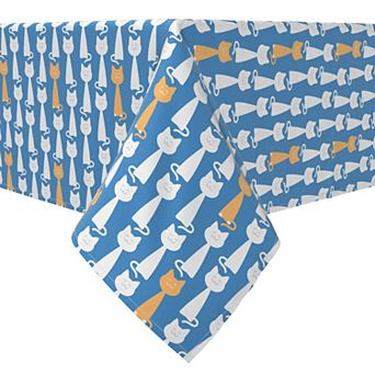 Rectangular Tablecloth, 100% Cotton, Fun Cats Blue