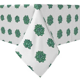 Rectangular Tablecloth, 100% Cotton, Echeveria Plants
