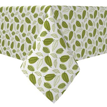 Rectangular Tablecloth, 100% Cotton, Green Tea Leaves