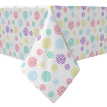 Rectangular Tablecloth, 100% Cotton, Drawn Pastel Dots