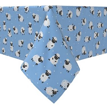Rectangular Tablecloth, 100% Cotton, Little Sheep Blue
